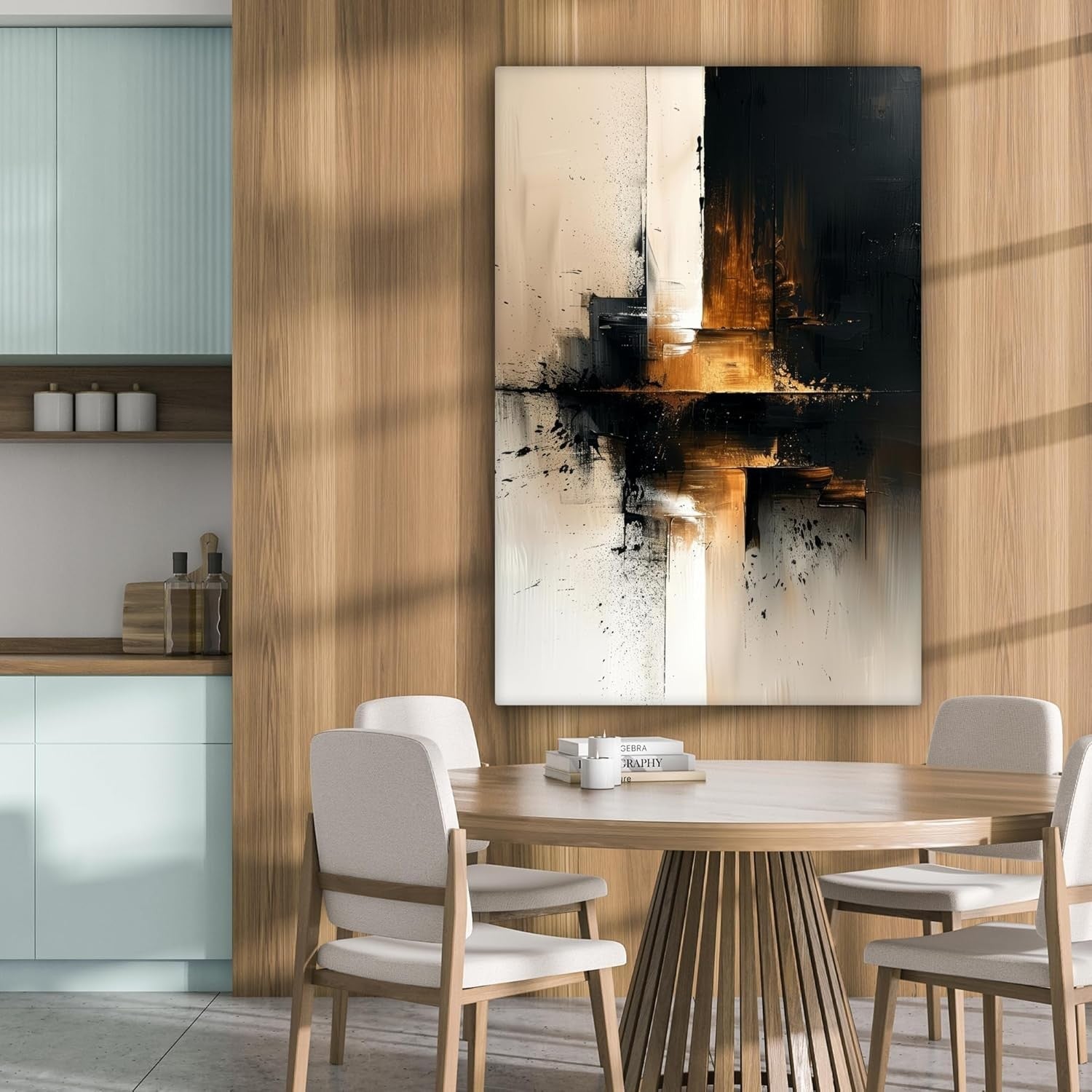 Large Black Gold Abstract Canvas Wall Art Luxury Modern Painting 80x120cm