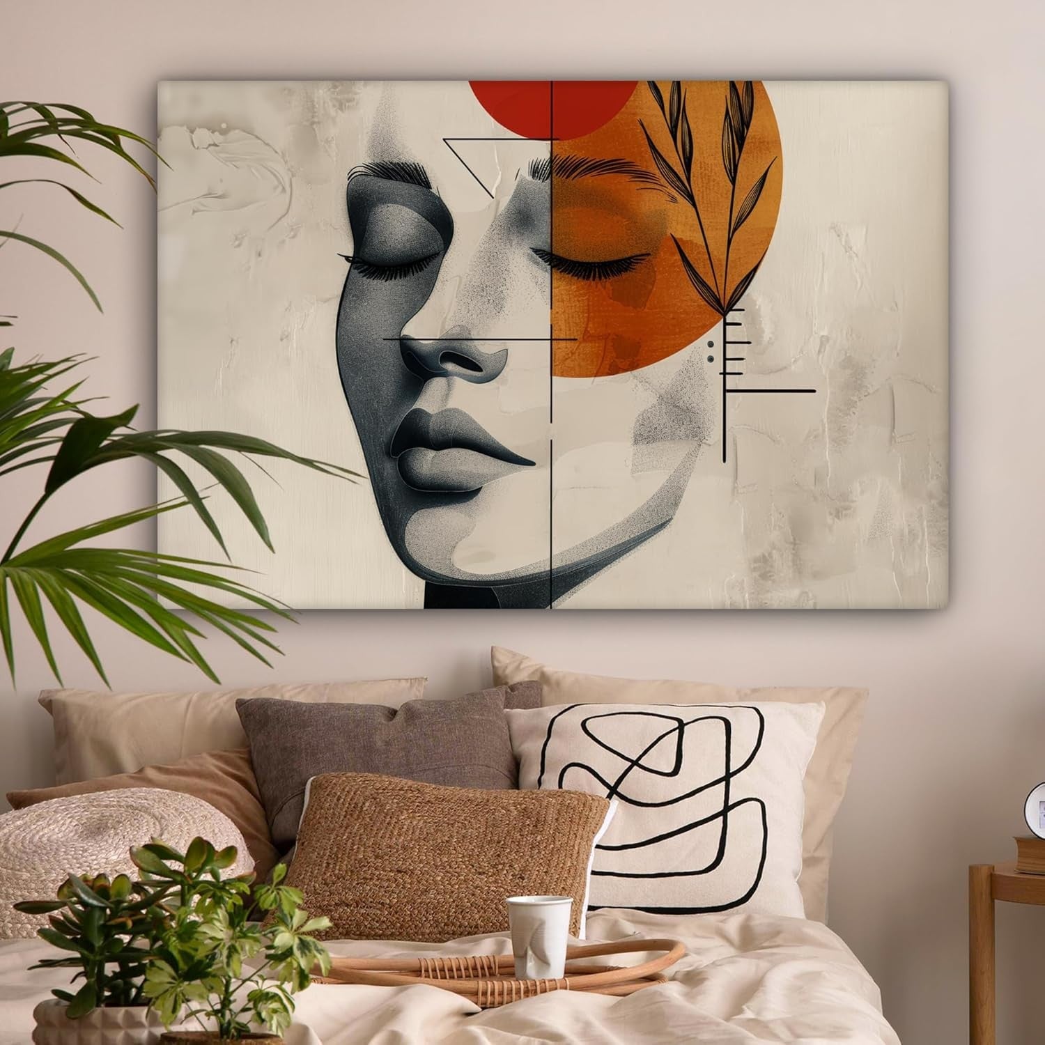 Large Abstract Woman Canvas Wall Art 120x80cm Botanical Modern Decor