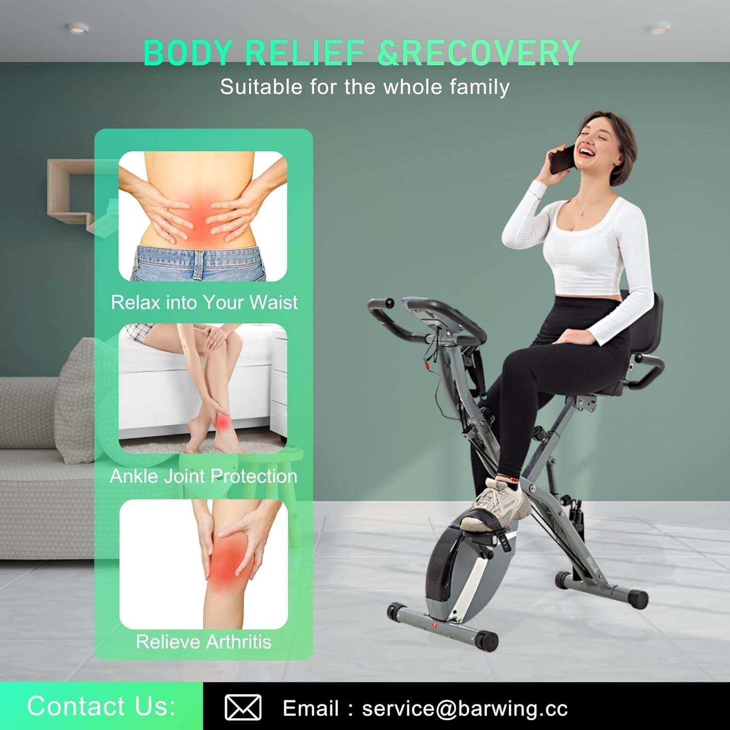 Foldable Magnetic Exercise Bike w/ Backrest, LCD Monitor & 330lb Capacity