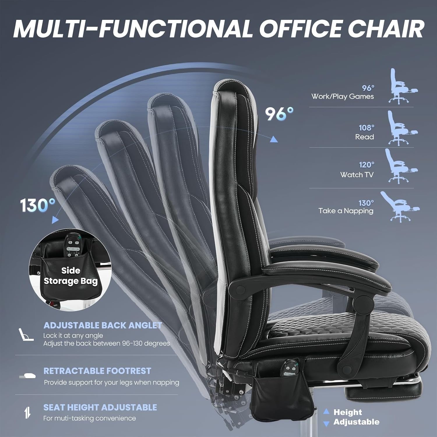 Massage Office Chair w/ Footrest Heated Lumbar Support Ergonomic Recliner