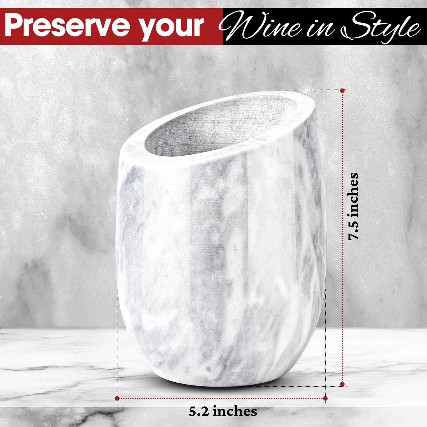 Marble Wine Chiller Bucket Champagne Cooler Ice Free Tabletop 750ml Bottle