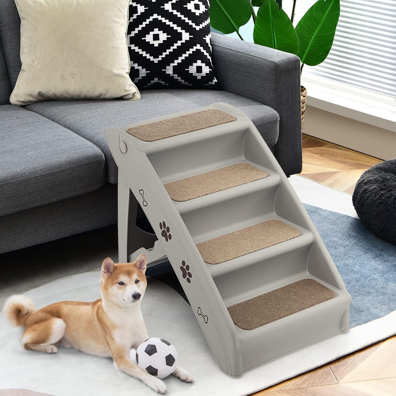 Foldable Portable Dog & Cat Pet Steps with Non‑Slip Footpads – Lightweight Ramp