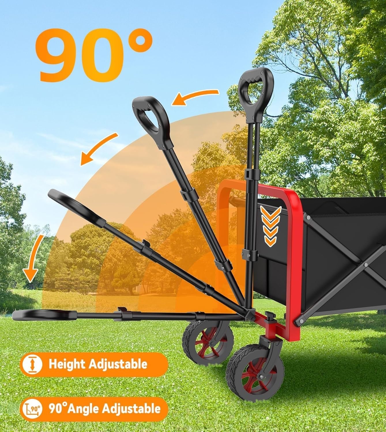 Black 200L Folding Camping Wagon Heavy Duty Festival Beach Garden Trolley 350lbs