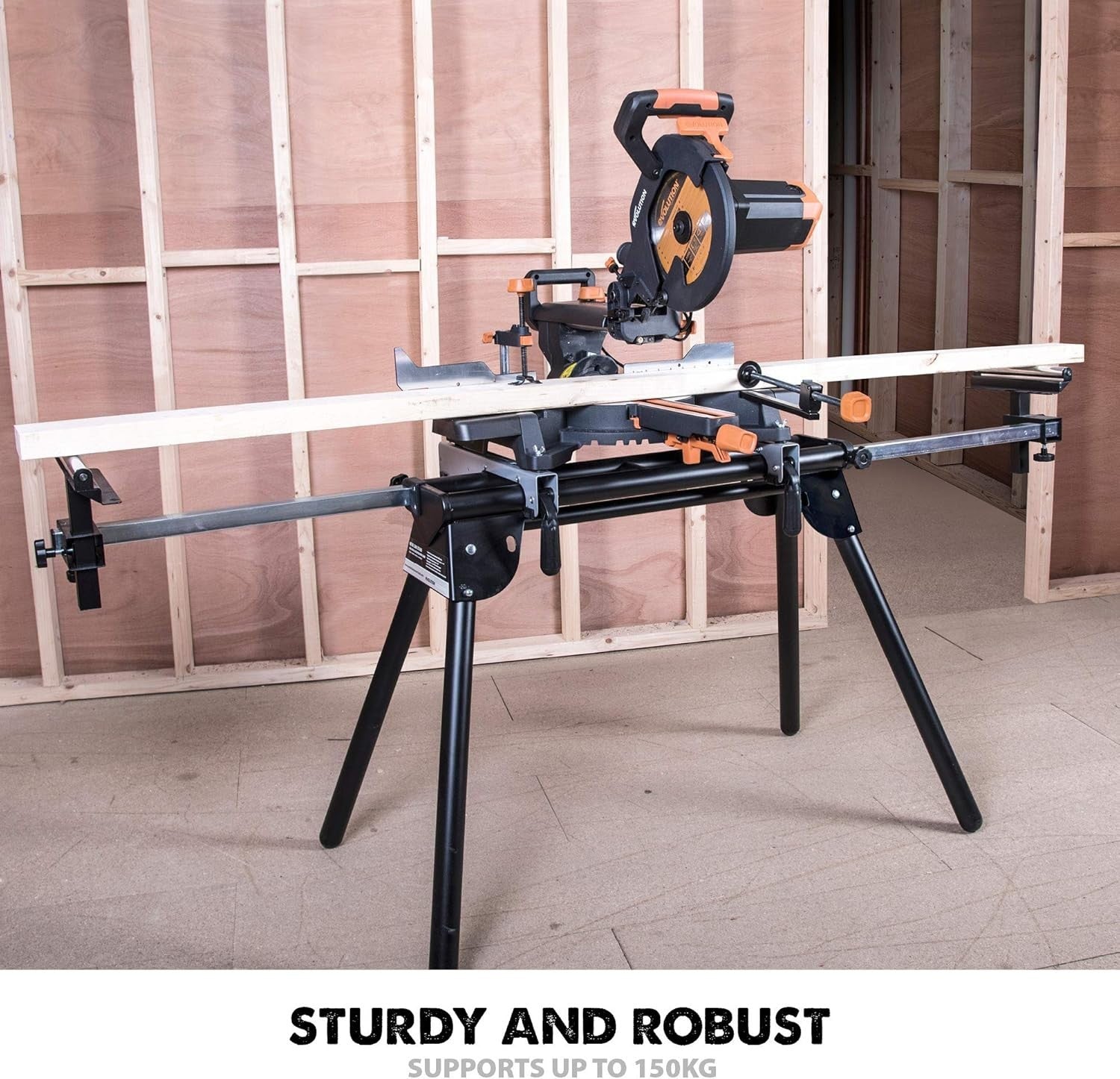 EVOMS1 Mitre Saw Stand Folding Universal Fit Extendable Arms 150kg Support