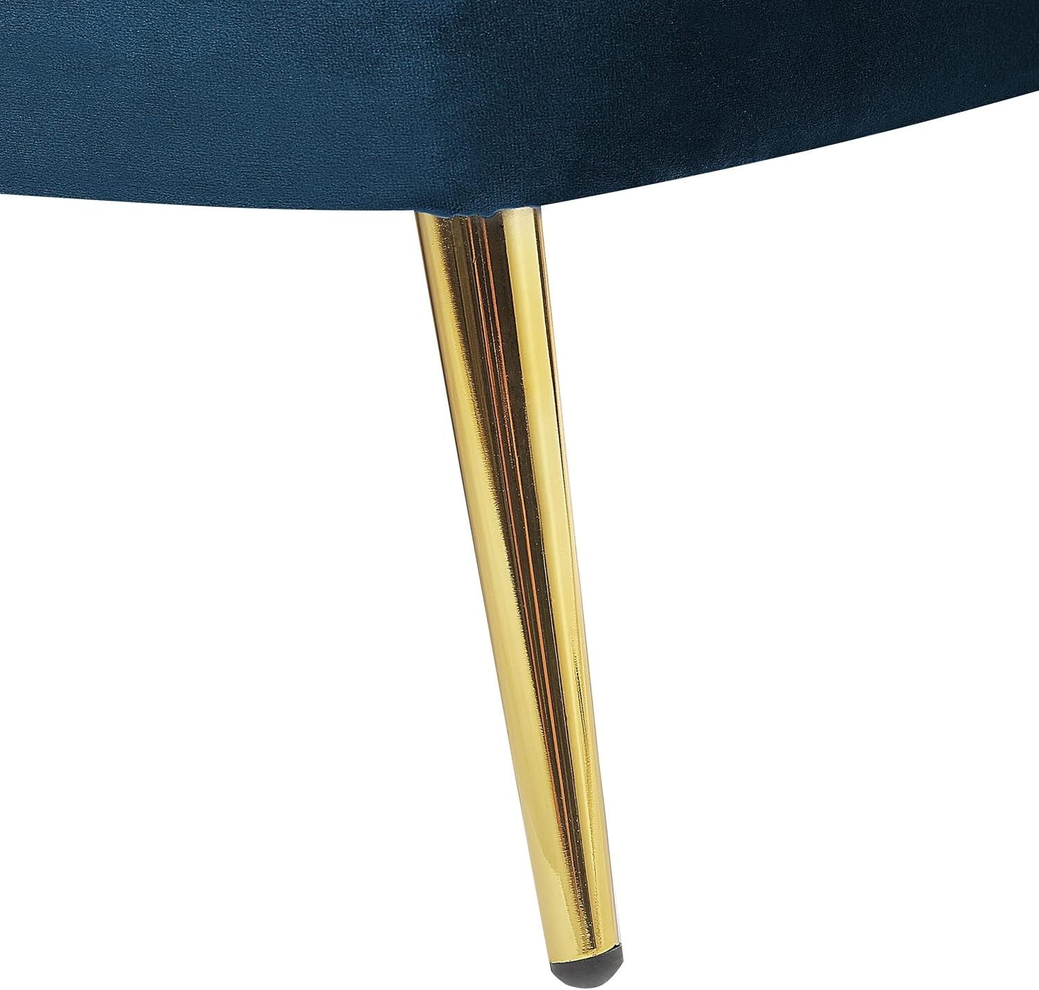Navy Blue Velvet Left Hand Chaise Lounge Gold Metal Legs Retro Glam