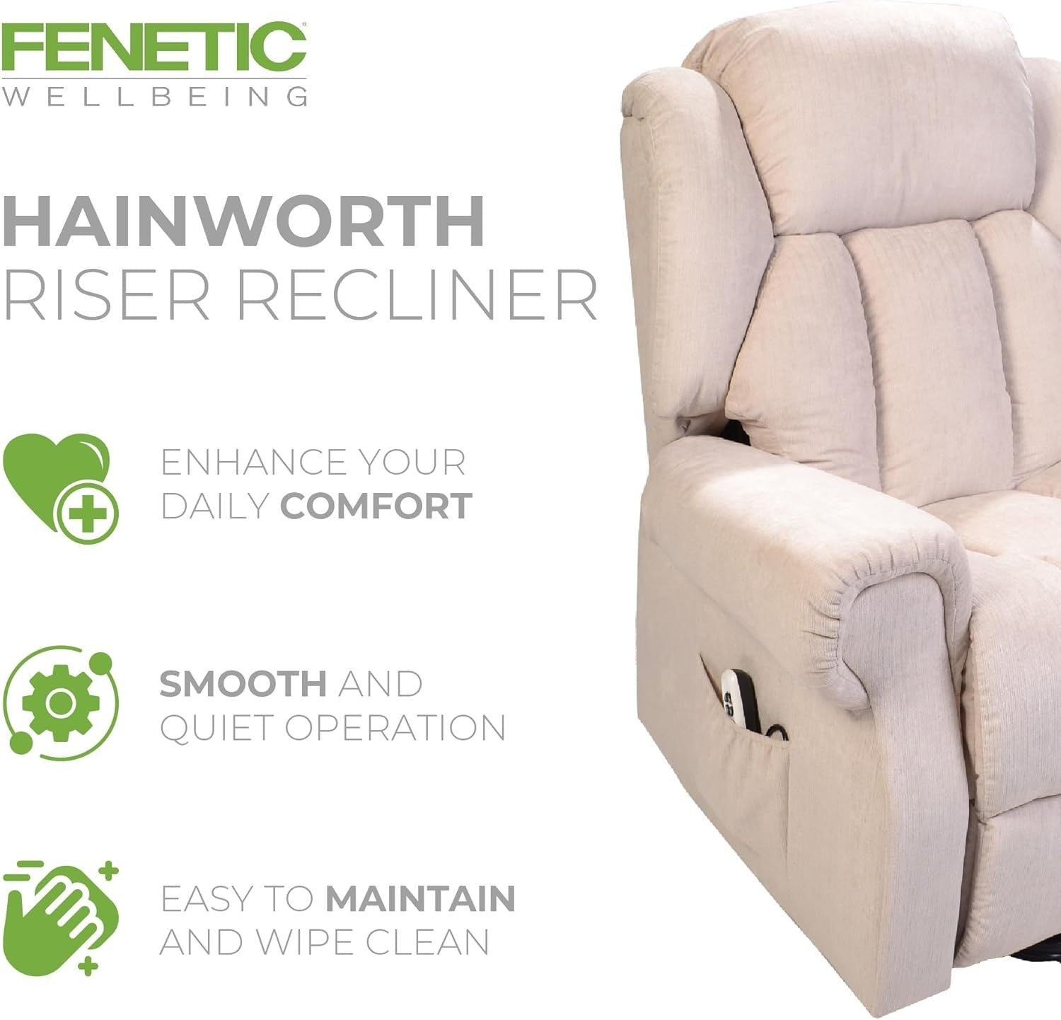 Dual Motor Lift Recliner Chair Heat Massage Riser Mobility Support Fabric Beige