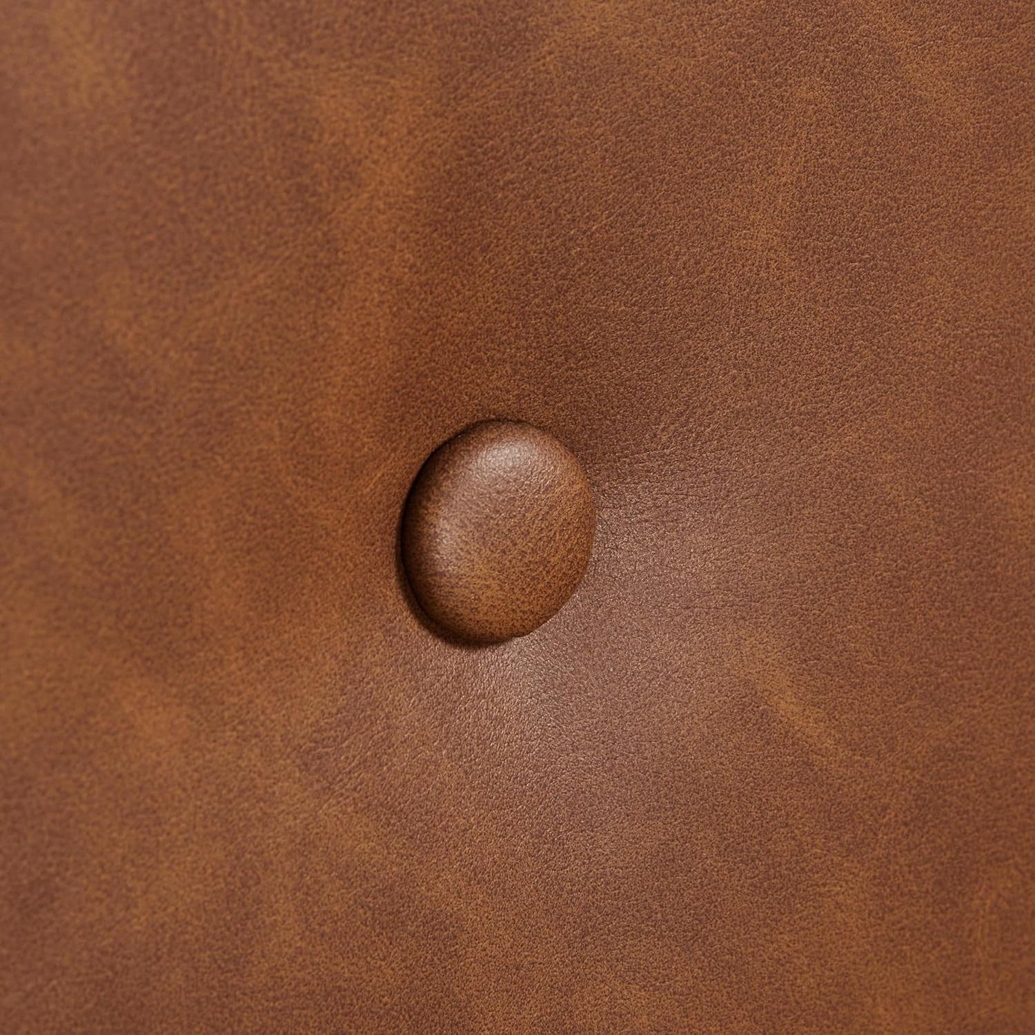 Retro Brown Tufted Armchair with Thick PU Cushion & Sturdy Wood Legs