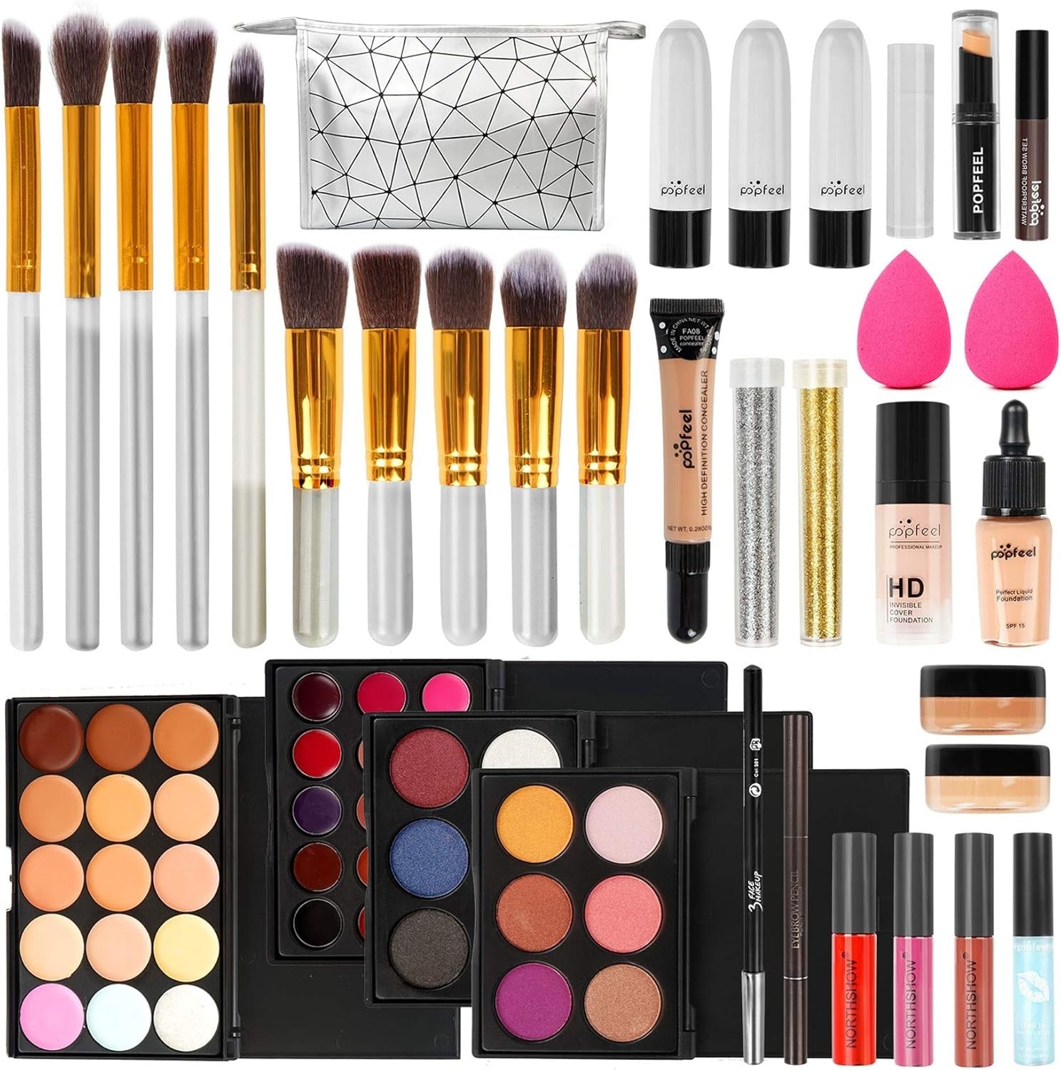 All In One Makeup Gift Set Full Kit Eyeshadow Foundation Lipstick