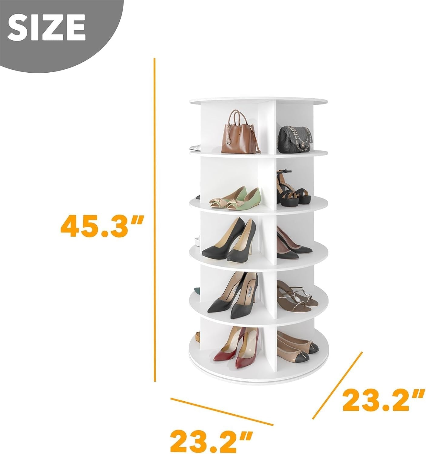 5-Tier Rotating Shoe Rack Tower, Space-Saving 360° Spinning Shoe Organizer