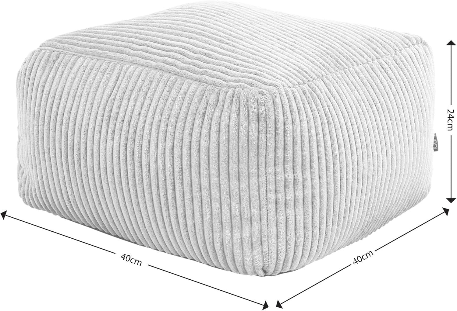 Corded Bean Bag Chair & Footstool - Comfortable, Durable, Versatile - Stone