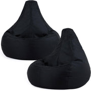 2x Gaming Bean Bag Chairs Black | Waterproof Recliner Seats Indoor Outdoor