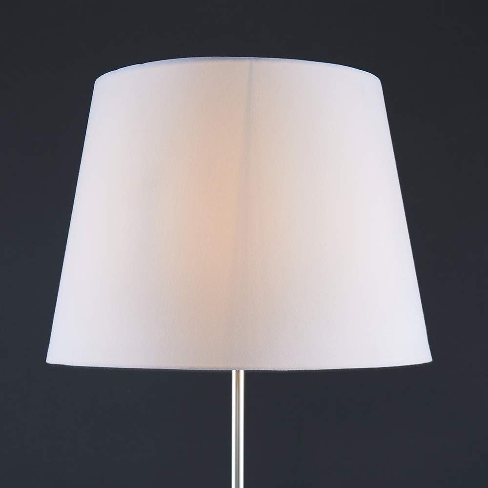 Modern Chrome Floor Lamp Large White Tapered Shade Standing Light LED
