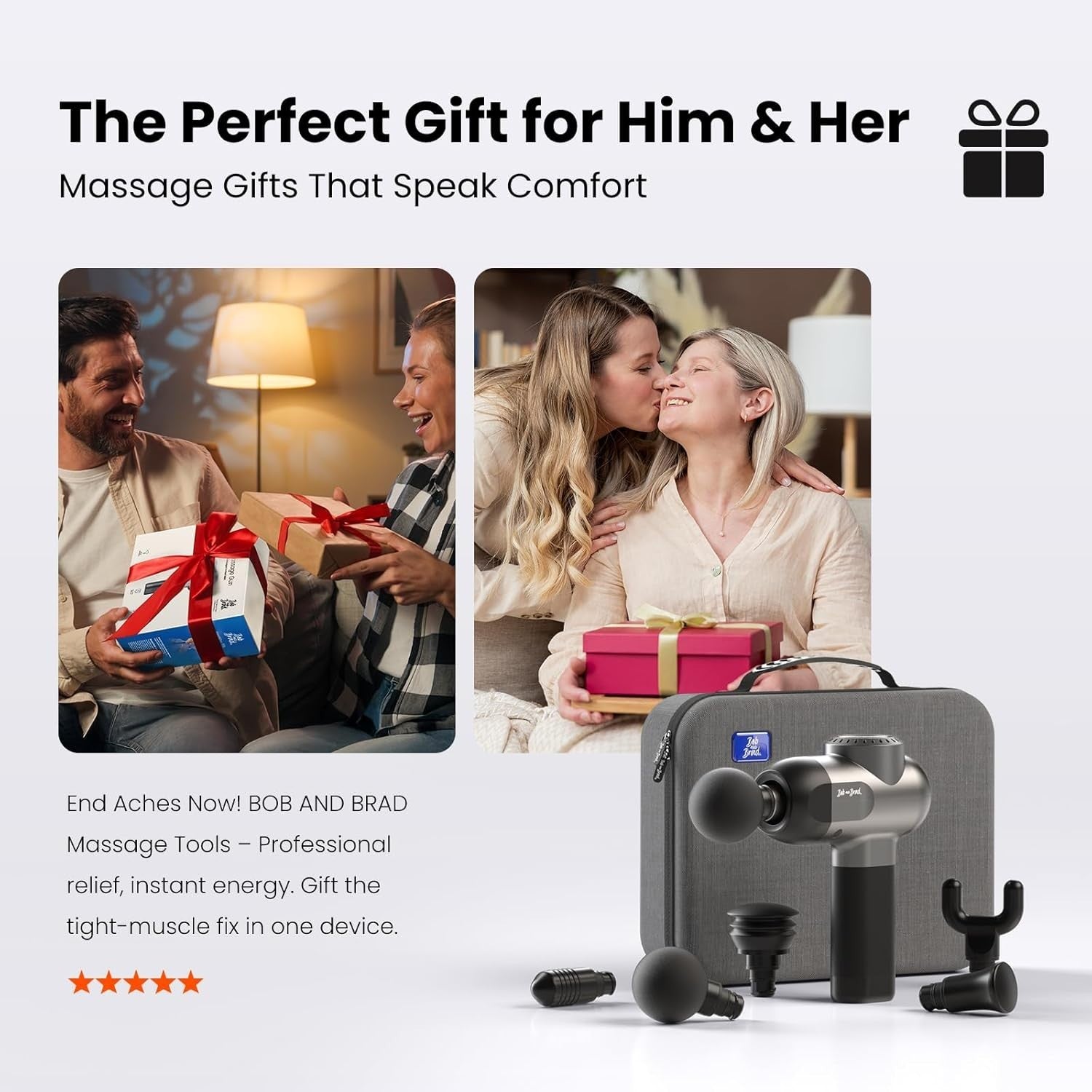 Deep Tissue Massage Gun 5 Speeds 5 Heads Quiet Percussion Muscle Recovery