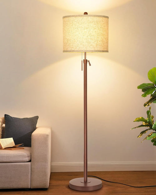 Adjustable Brown Floor Lamp with Lampshade, 3 Color Temps & Remote