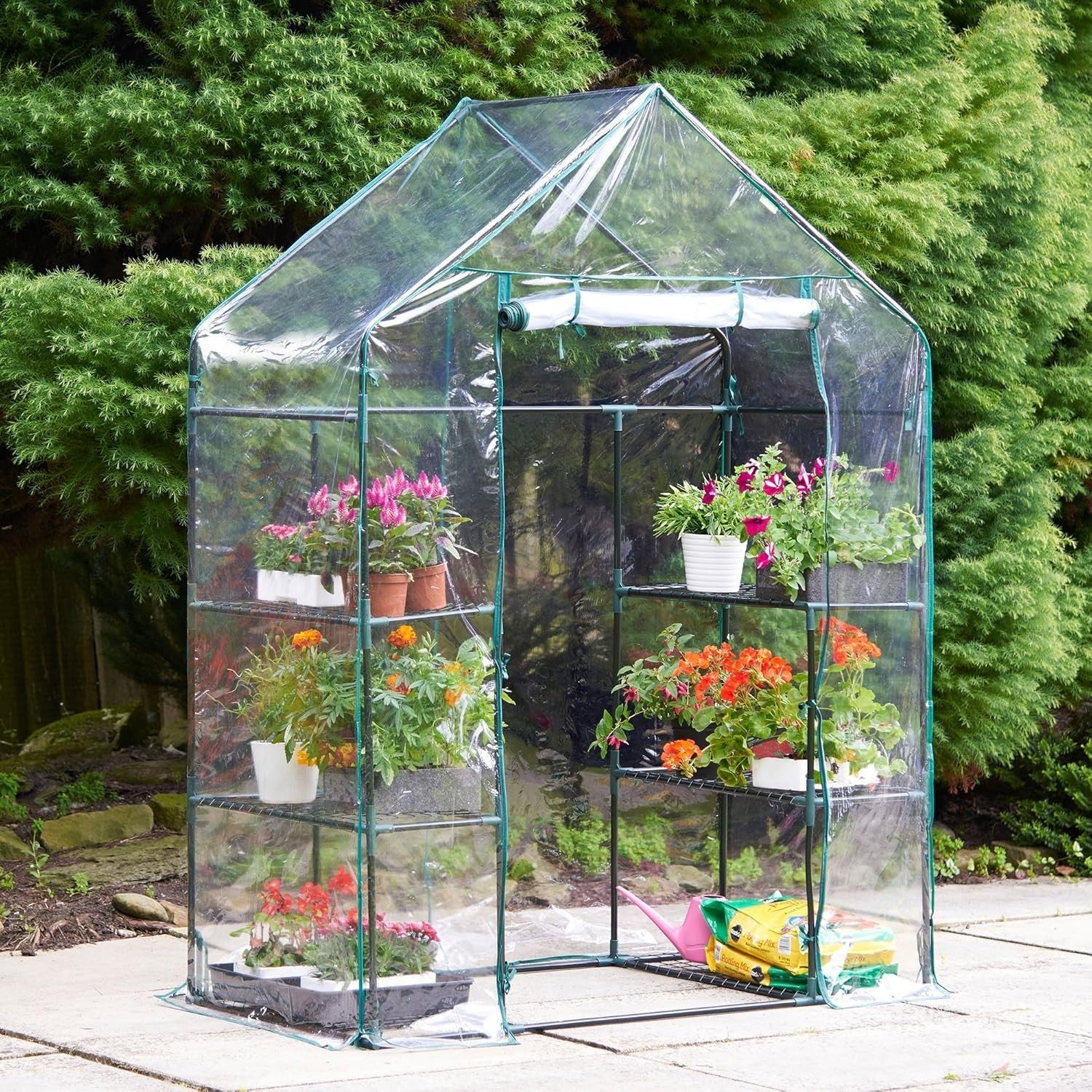 Walk-In Greenhouse with 6 Shelves | Weatherproof PVC Cover | Steel Frame
