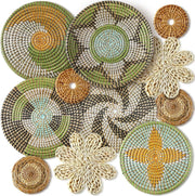 11PCS Boho Woven Wall Baskets Bulrush Farmhouse Decor Clr Stylish