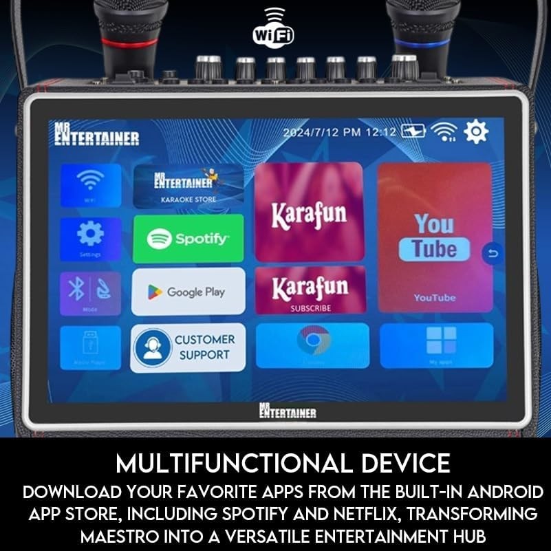 Smart Touch Screen Karaoke Machine with 2 Wireless Mics