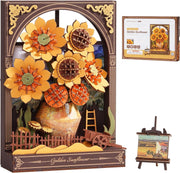 3D Wooden Sunflower Puzzle Kit Wall Art – DIY Floral Gift Decor Craft
