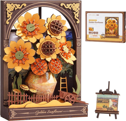 3D Wooden Sunflower Puzzle Kit Wall Art – DIY Floral Gift Decor Craft