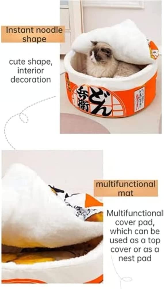 Instant Noodle Cat House Bed Soft Detachable Pet Nest Sofa Pink L