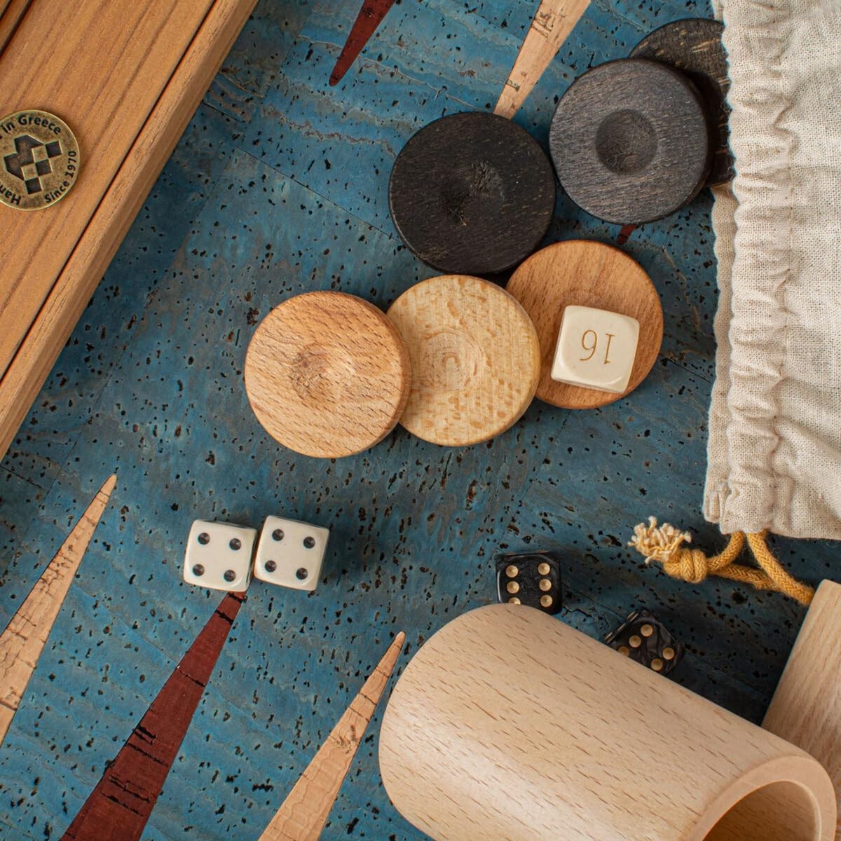 19 Inch Luxury Cork Backgammon Set Wooden Folding Strategy Board Game