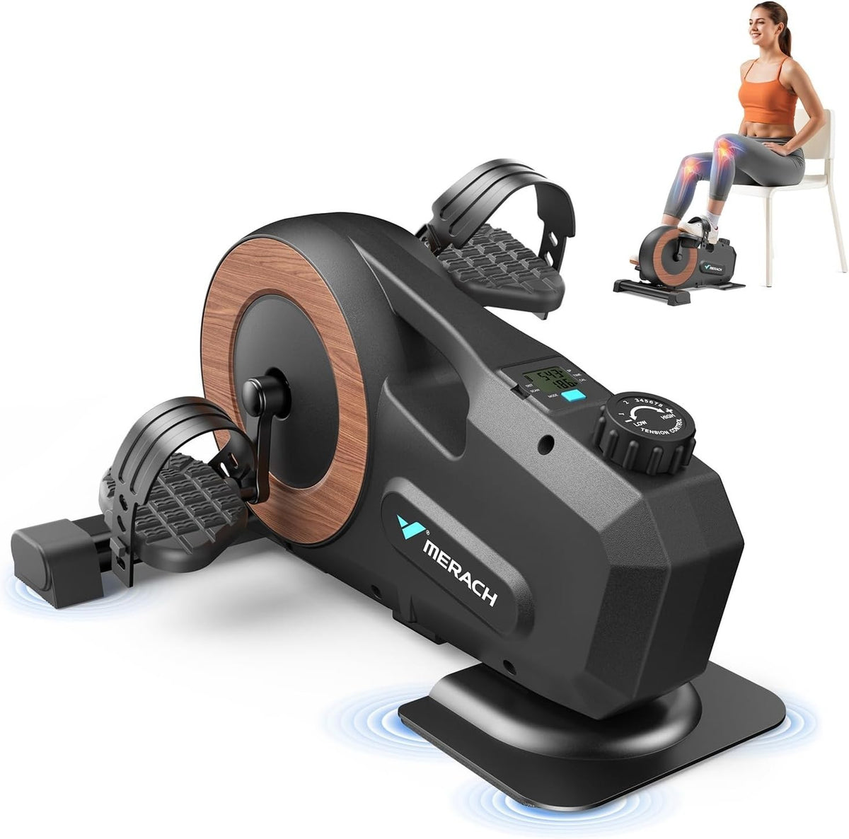 Under Desk Exercise Bike 8 Level Magnetic Pedal Exerciser LCD Quiet