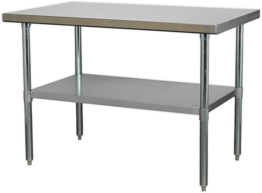 Stainless Steel Workbench 1.2m Adjustable Shelf 145kg Capacity Heavy Duty
