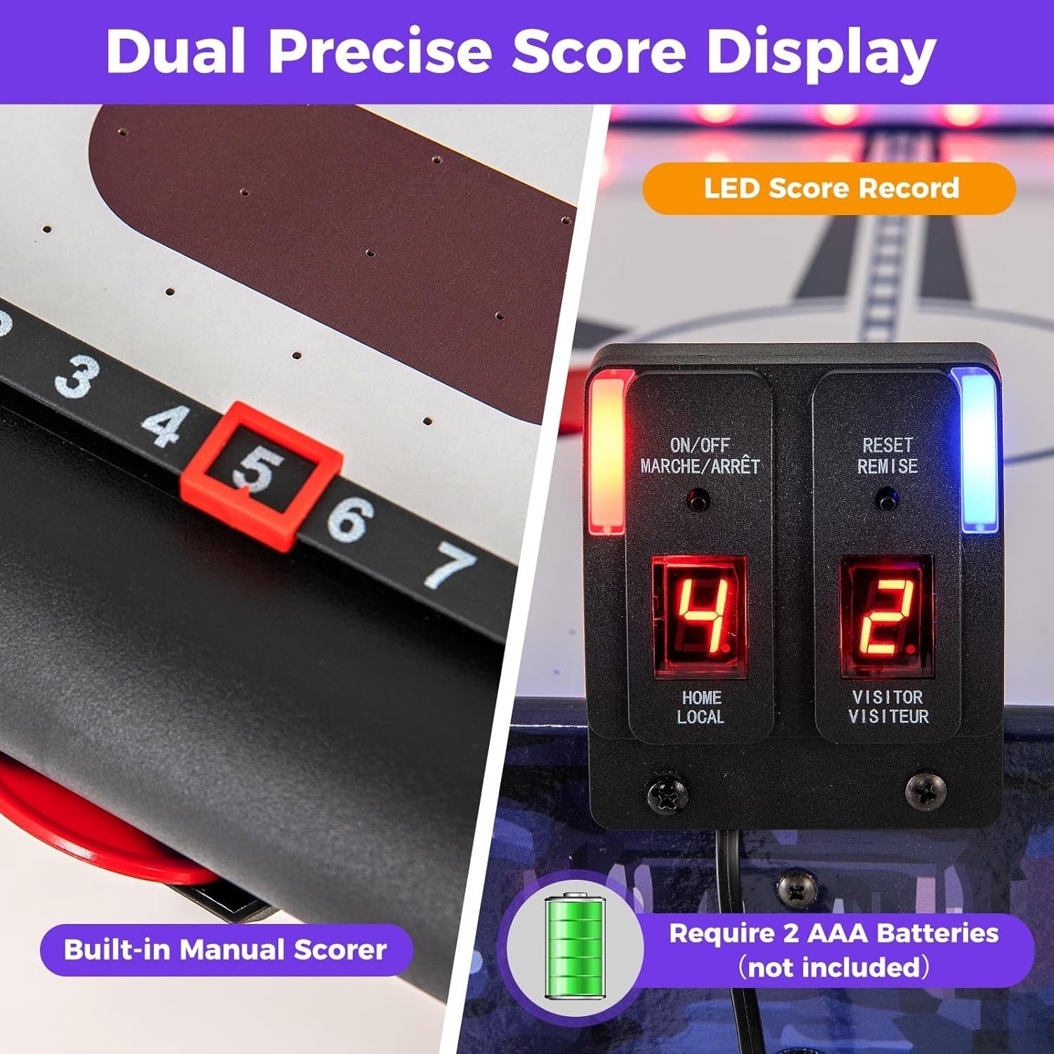 54 Inch Air Hockey Table LED Lights 12V Motor Arcade Game Indoor