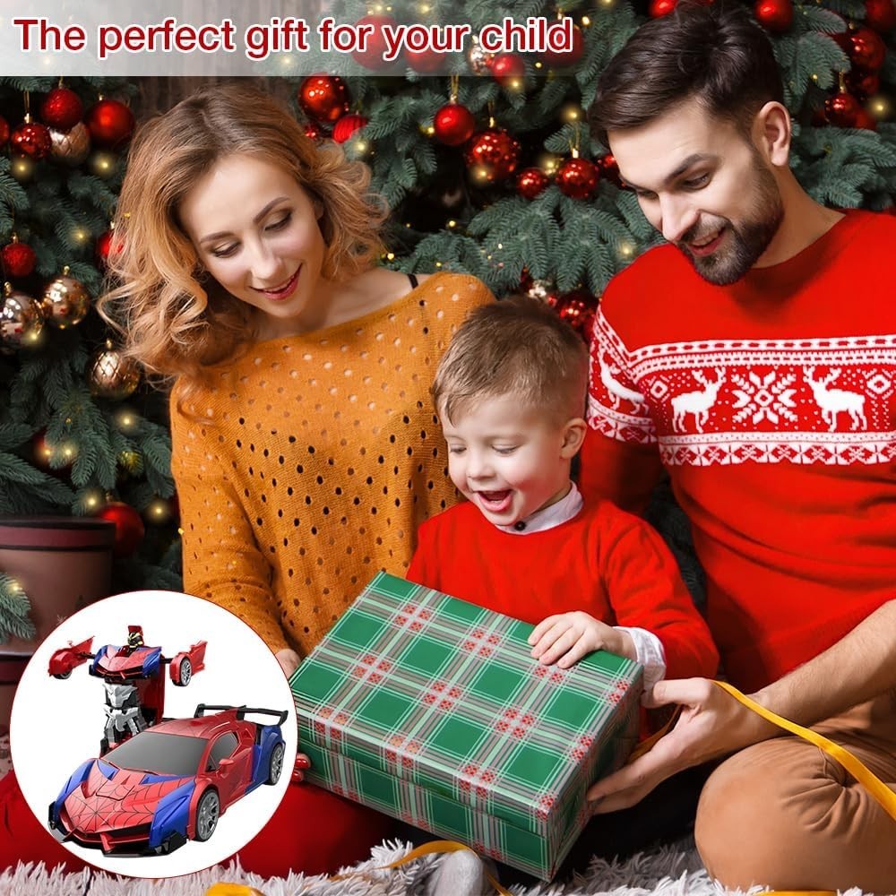 2-in-1 RC Spider Car & Robot for Kids, 1:18 Drift Toy w/ 360° Spins