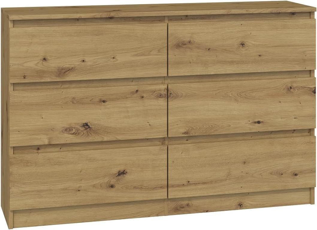 6 Drawer Chest Artisan Oak Storage Unit Bedroom Living Room Dresser