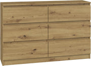 6 Drawer Chest Artisan Oak Storage Unit Bedroom Living Room Dresser