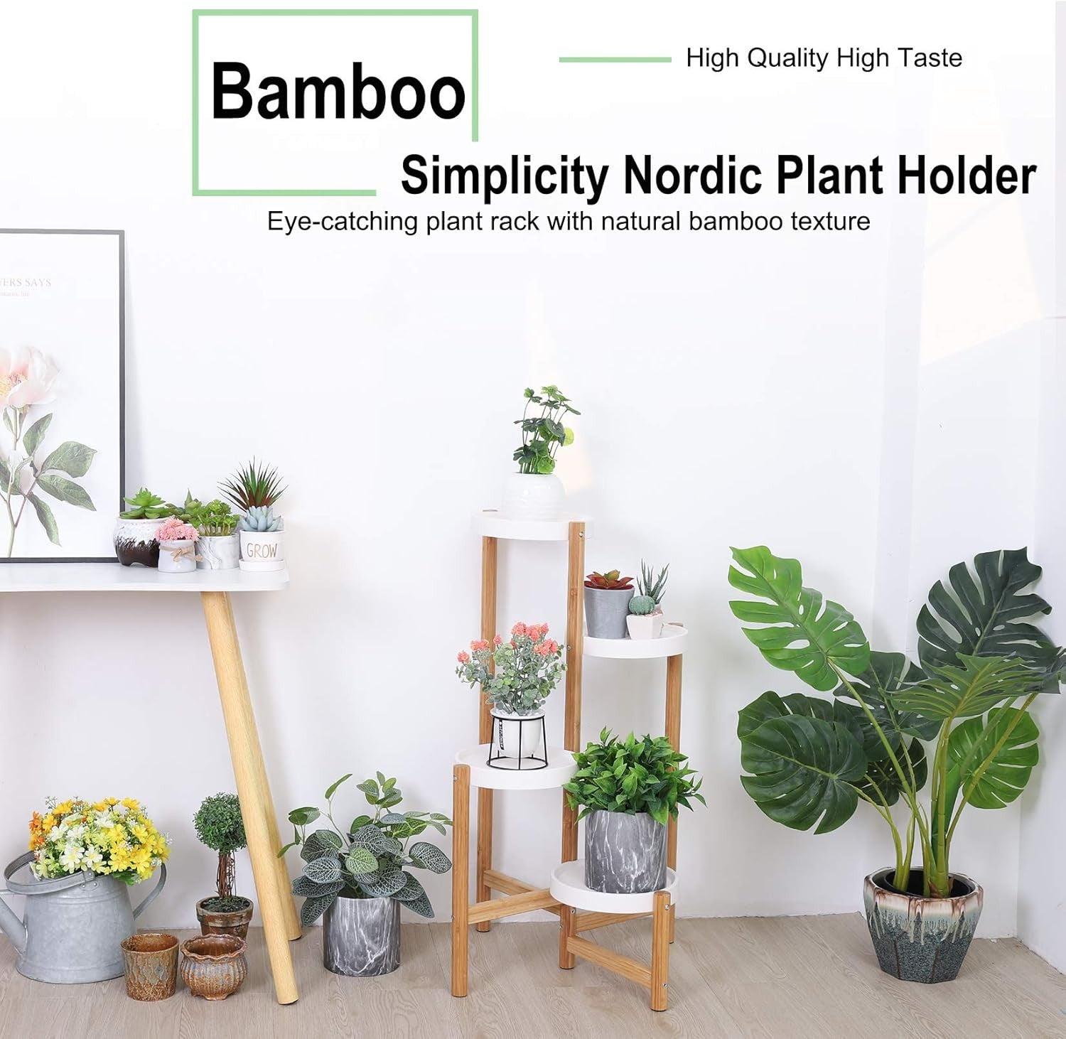 4 Tier Bamboo Plant Stand Indoor Corner Flower Pot Display Shelf for Home Decor
