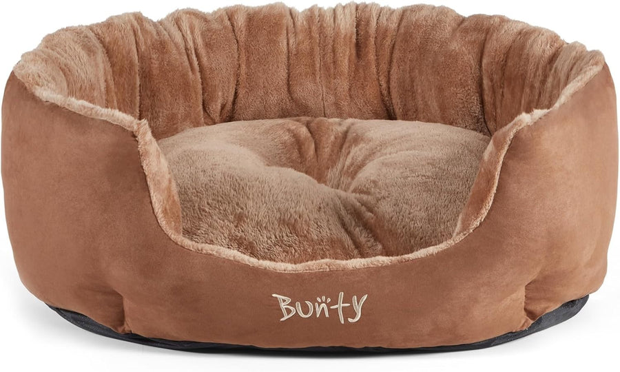 XL Calming Dog Bed 90x70x28cm Fluffy Fleece Washable Brown