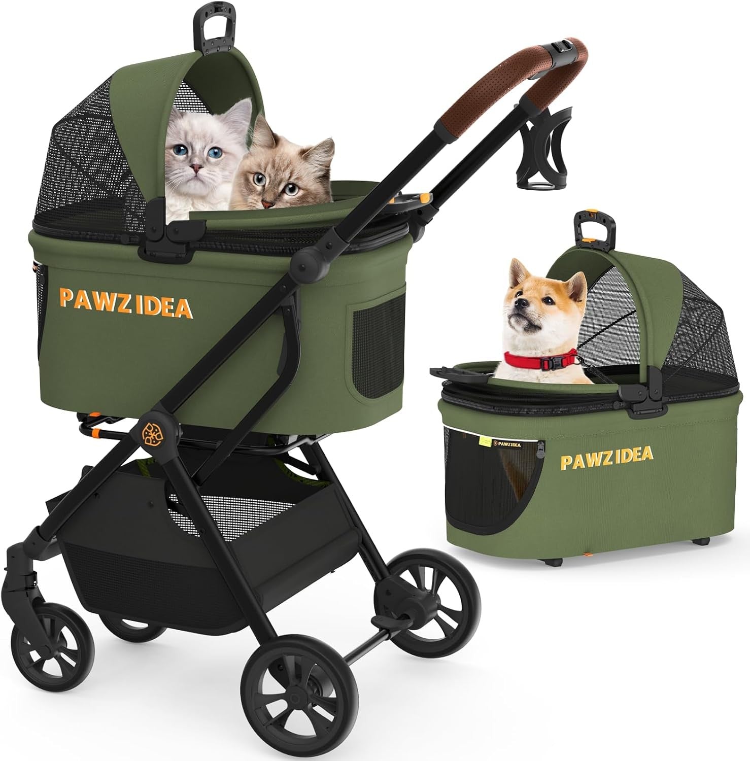 4 in 1 Pet Stroller Dog Cat Pushchair Detachable Carrier Foldable Jogger