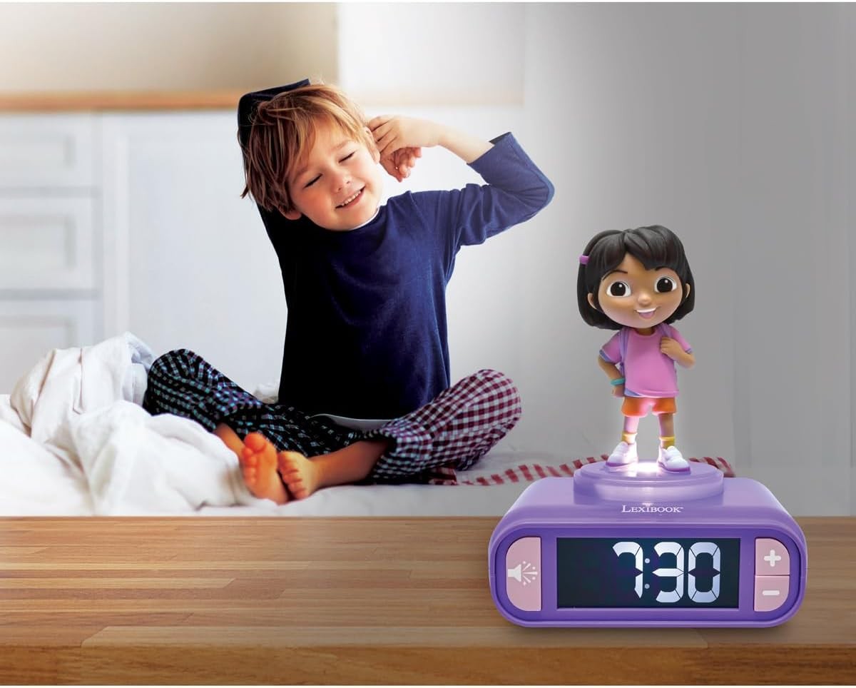Kids Alarm Clock Night Light Display Snooze Sounds Cute Bedroom Gift