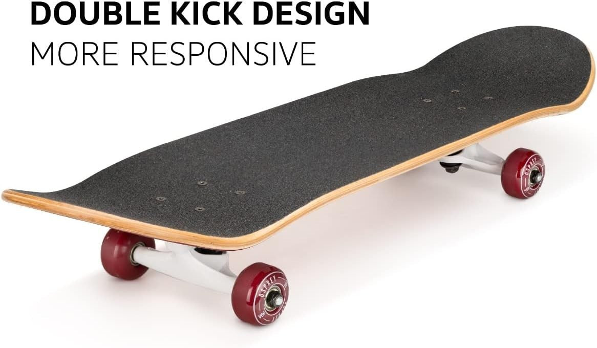 31" Double Kick Skateboard ABEC7 Maple Deck PU Wheels Grip Tape Kids Adults