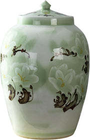 10KG Ceramic Rice Jar Chinese Style Storage Container with Lid