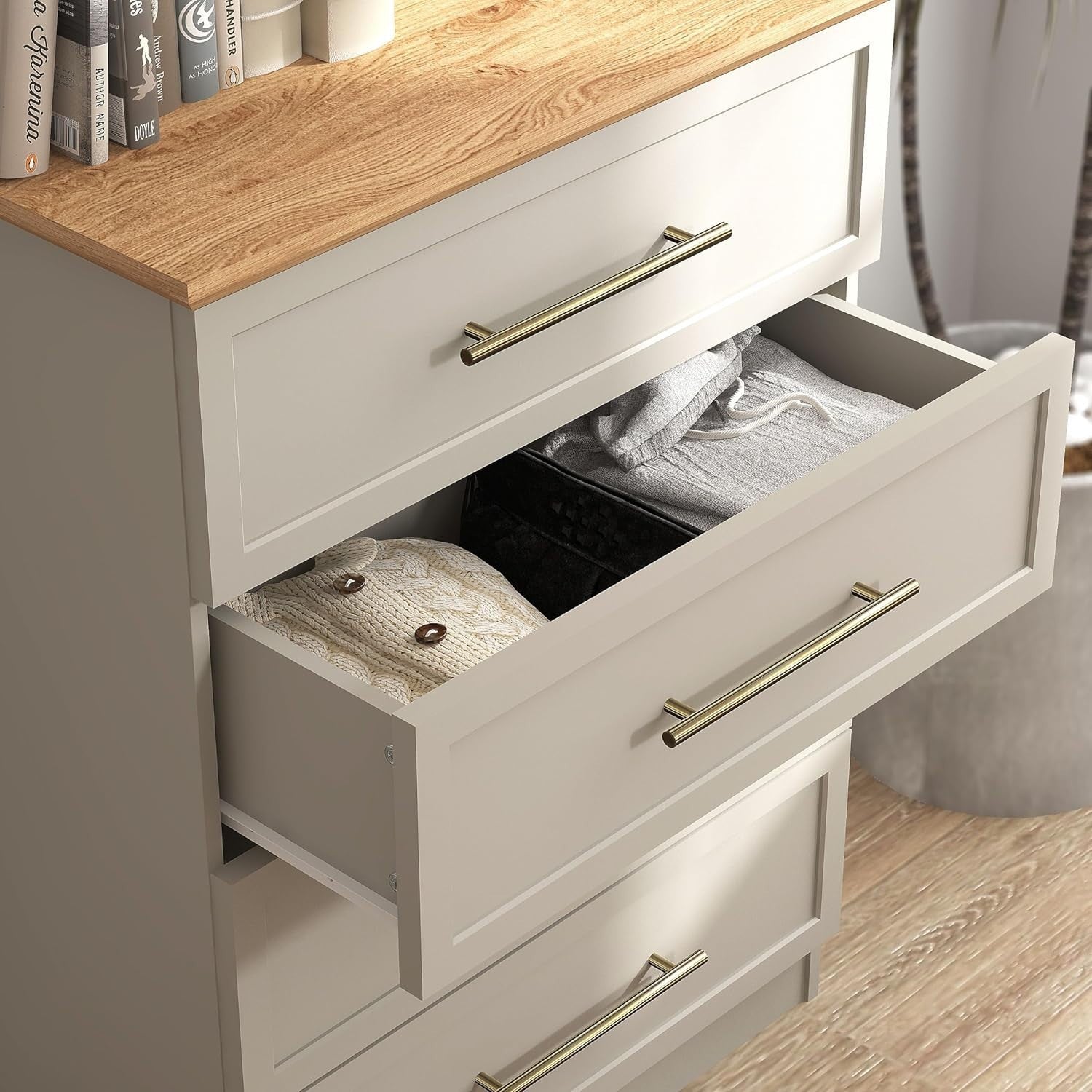 4-Drawer Chest Storage Cabinet - Modern Wall Mount Dresser for Bedroom