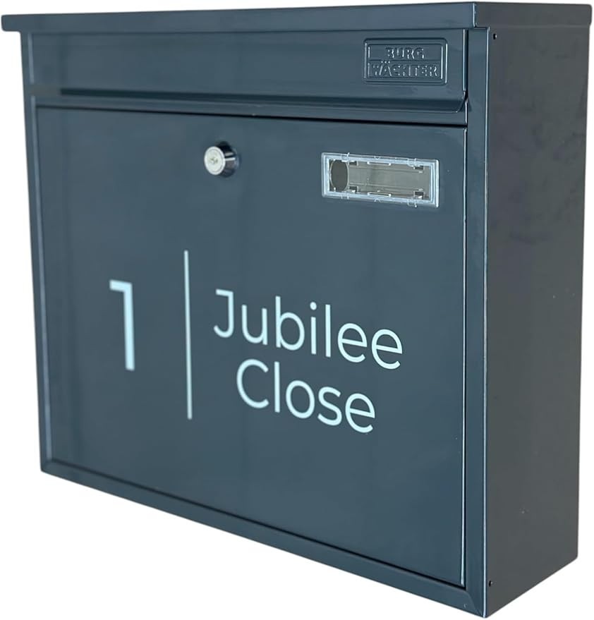 Lockable Wall Mounted Post Box Anthracite Grey – Weatherproof Steel Mailbox