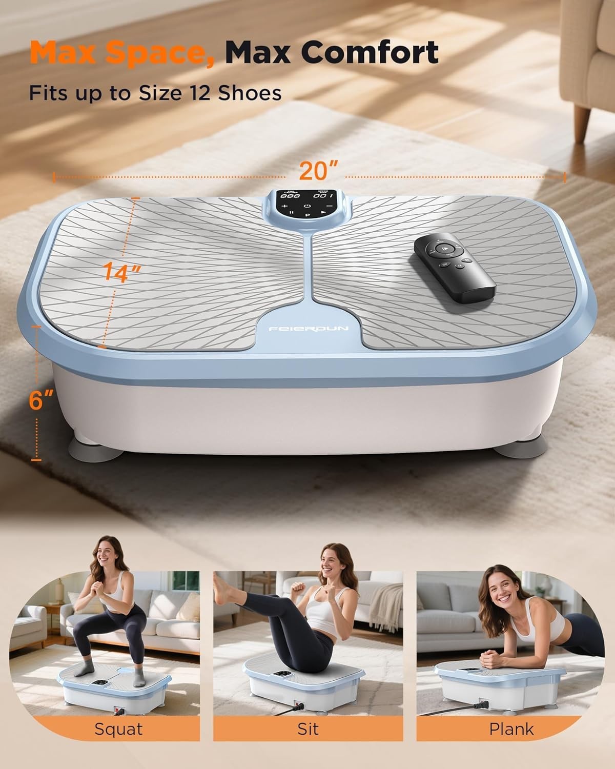 Blue Vibration Plate Exercise Machine 99 Speeds Lymphatic Drainage Home