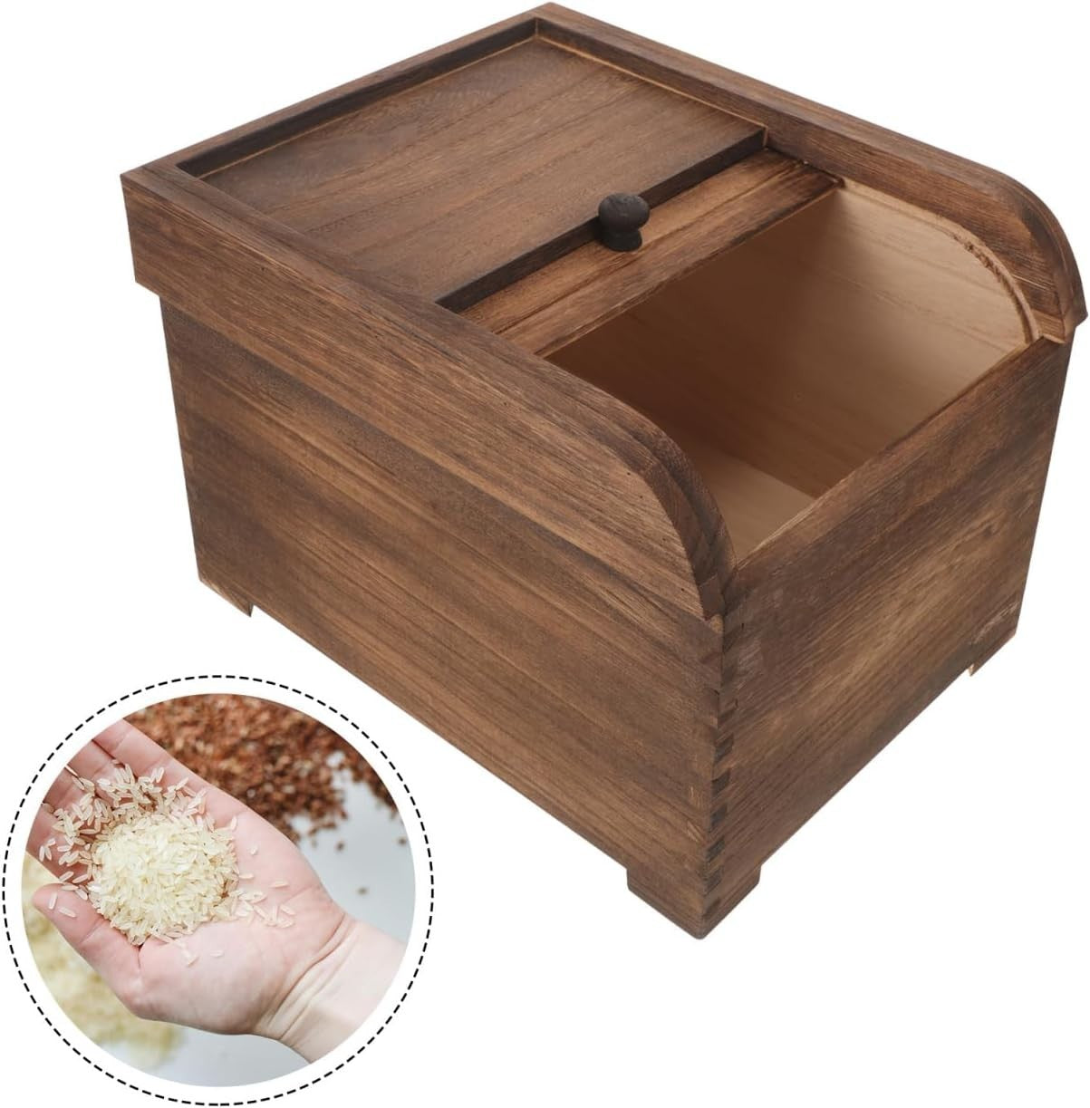 10KG Wooden Rice Storage Box Airtight Sliding Lid