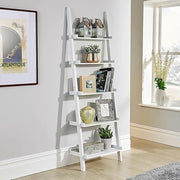 White 5 Tier Ladder Shelf Bookcase Modern Display Unit Storage Rack Home Décor
