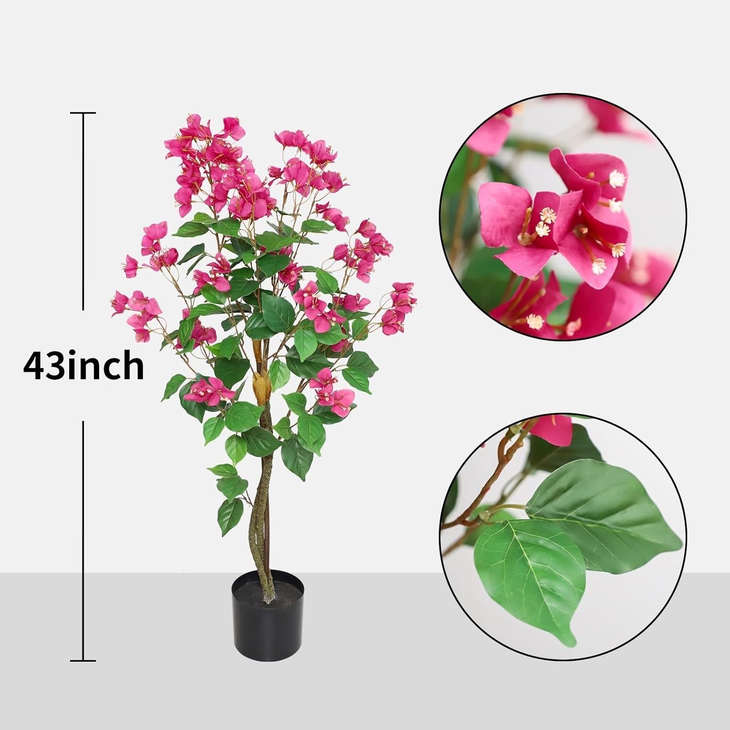 3.6FT Artificial Bougainvillea Tree Pink Floral Plant in Pot Home Decoration