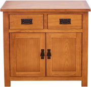 Rustic Oak Sideboard Cabinet 2 Door 2 Drawer Solid Wood Storage Unit