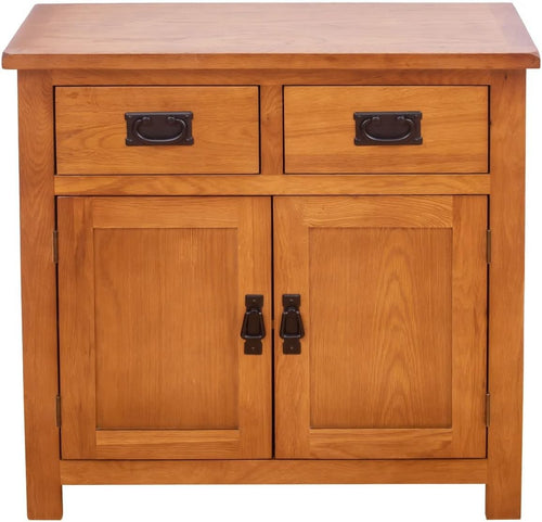 Rustic Oak Sideboard Cabinet 2 Door 2 Drawer Solid Wood Storage Unit