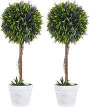 Set of 2 60cm Lavender Ball Trees Faux Plant Indoor Outdoor Home Decor Green