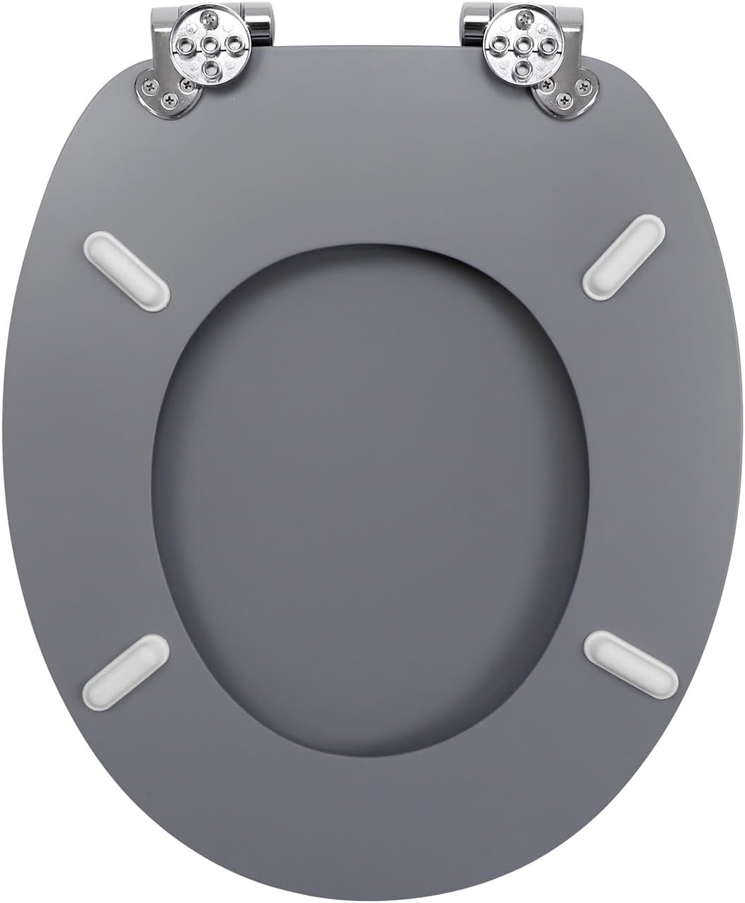 Grey Wooden Toilet Seat MDF Soft Close Adjustable Hinges 43.5x37.5cm