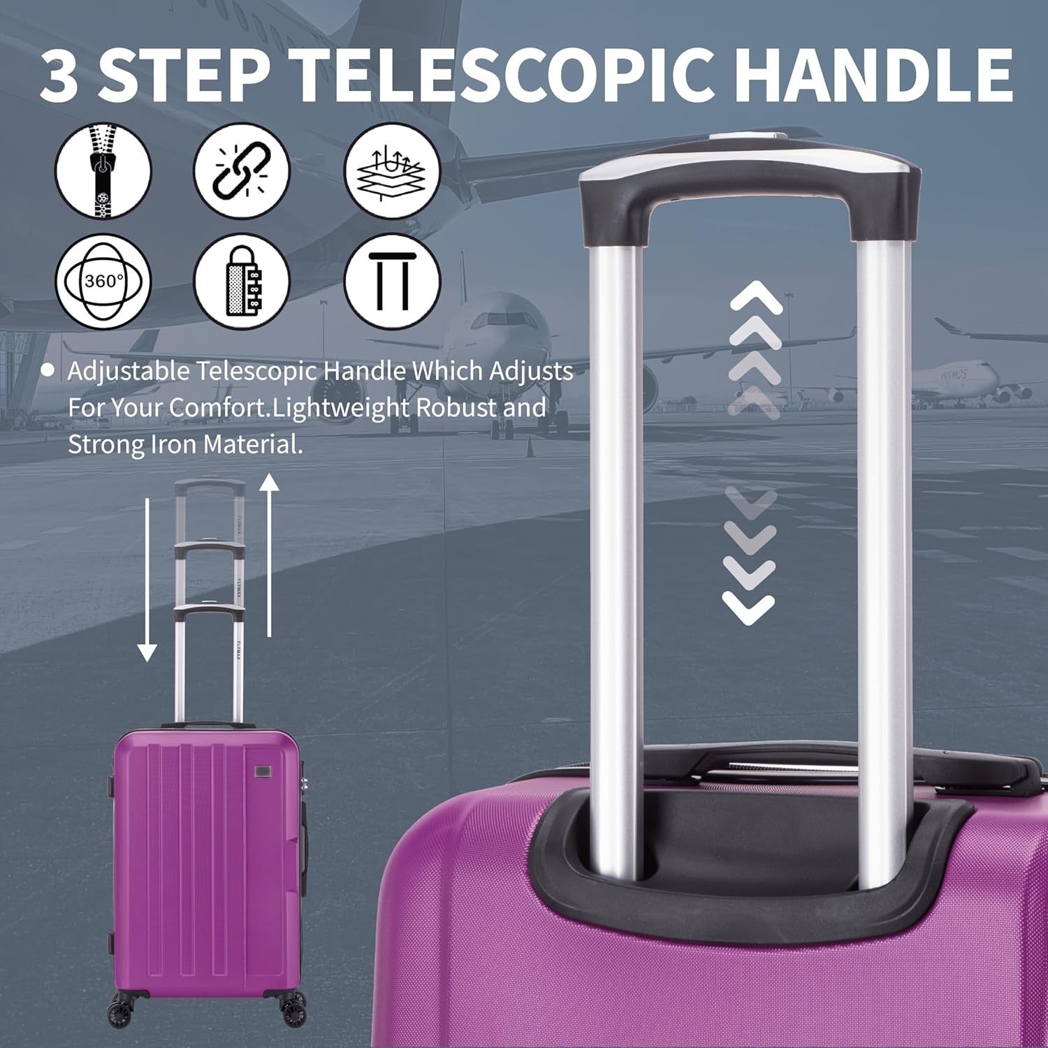 40L Cabin Carry On Suitcase 55x40x20 Ultra Lightweight ABS 4 Wheel Spinner