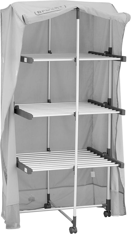 3 Tier Heated Clothes Airer with Cover & Wheels Indoor Electric Drying Rack