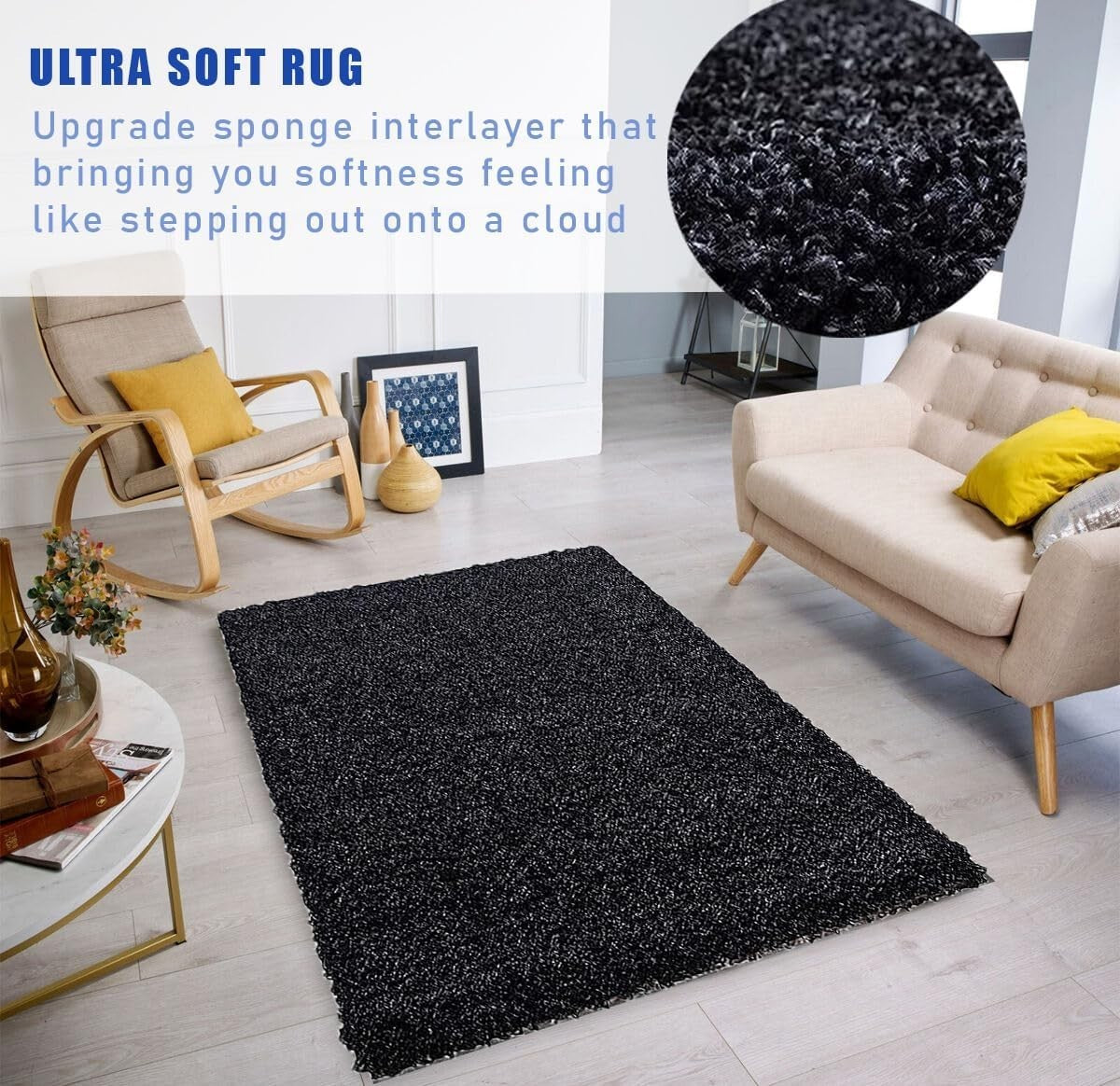 Extra Large Shaggy Area Rug 160x230cm Thick Soft High Pile Carpet
